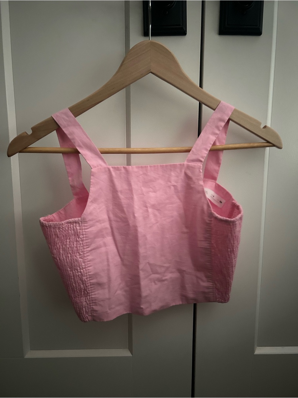 Zara Pink Cropped Square-Neck Tank with Wide Straps
